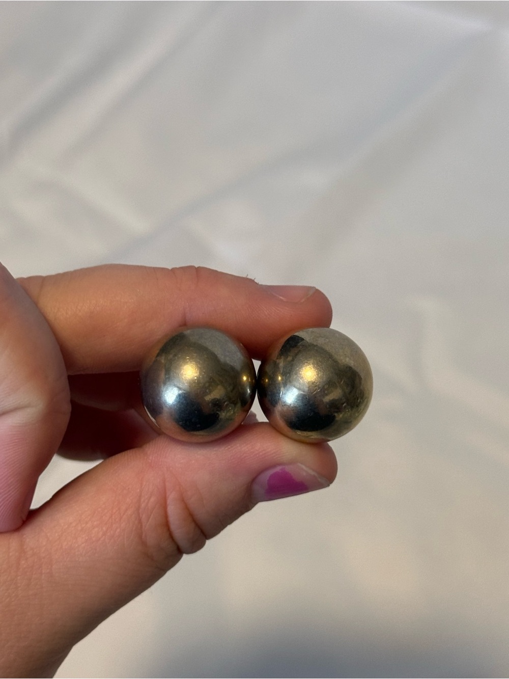 Vintage Bergere Gold Tone Ball Clip On Earrings Signed Classic Dome Statement